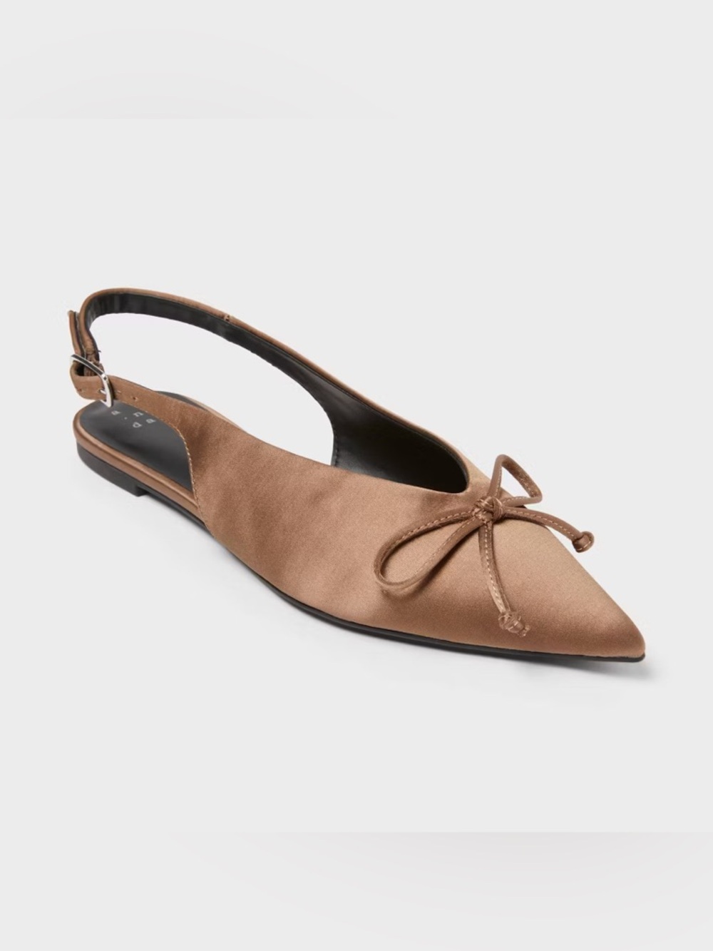 NWT A New Day Women's Camille Satin Slingback Bow Flats Sz 8.5 Taupe Brown